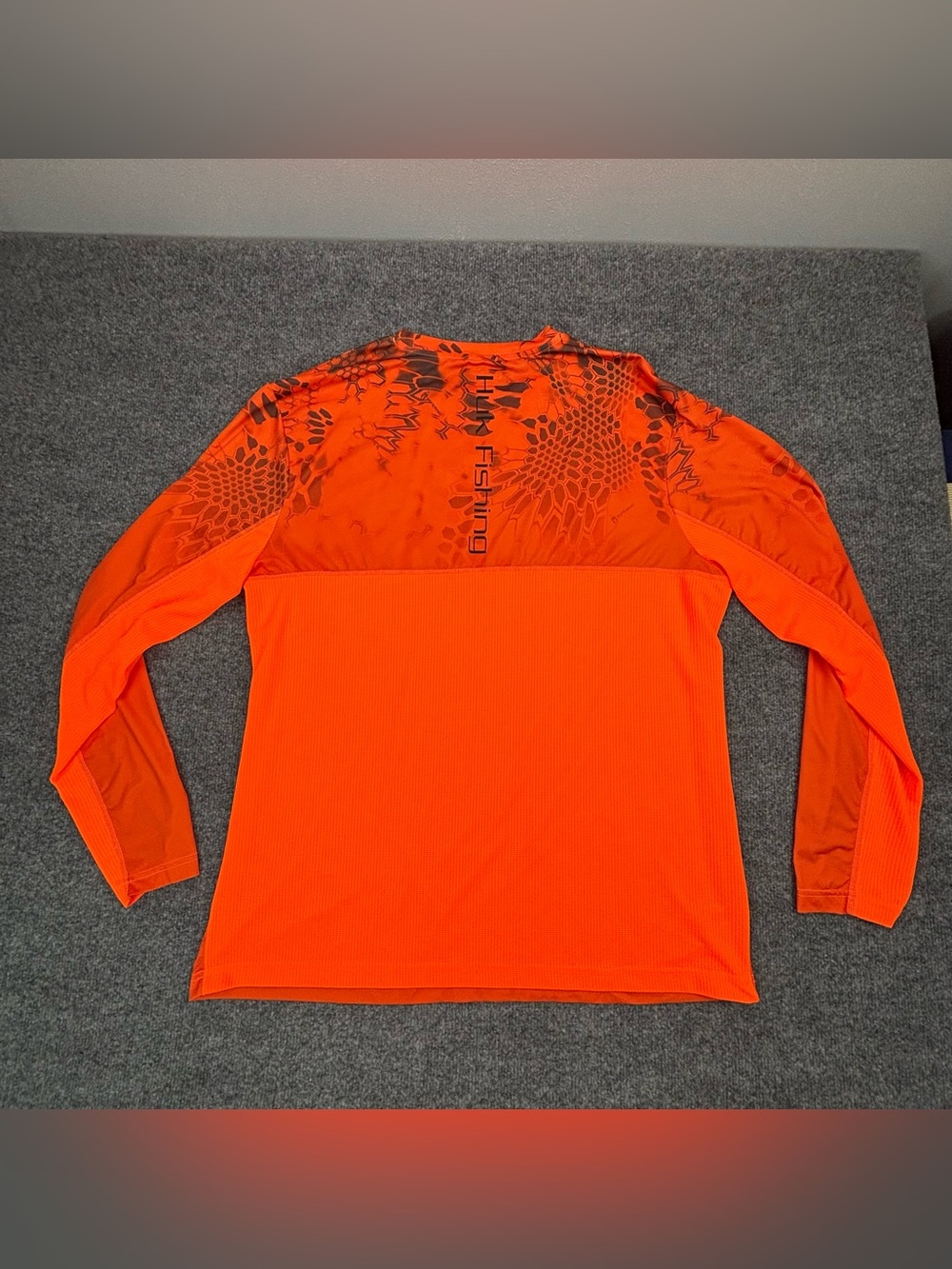 Huk Fishing Shirt Mens XL Orange Kryptek Camo Long Sleeve Performance UV Hunt - Picture 13 of 14